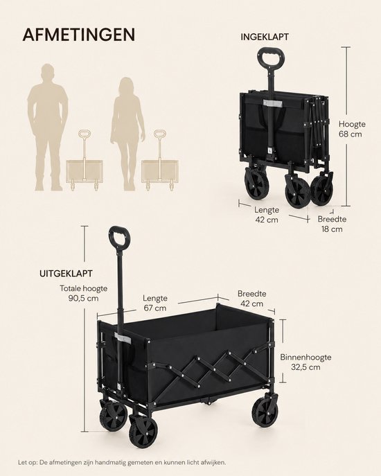 SmartLiving.Store - Bolderkar - Opvouwbaar - Trolley - Draaibare Wielen - Laadvermogen 180kg - Inhoud 90L - 42 x 67 x 90,5 cmZwart — afbeelding 5