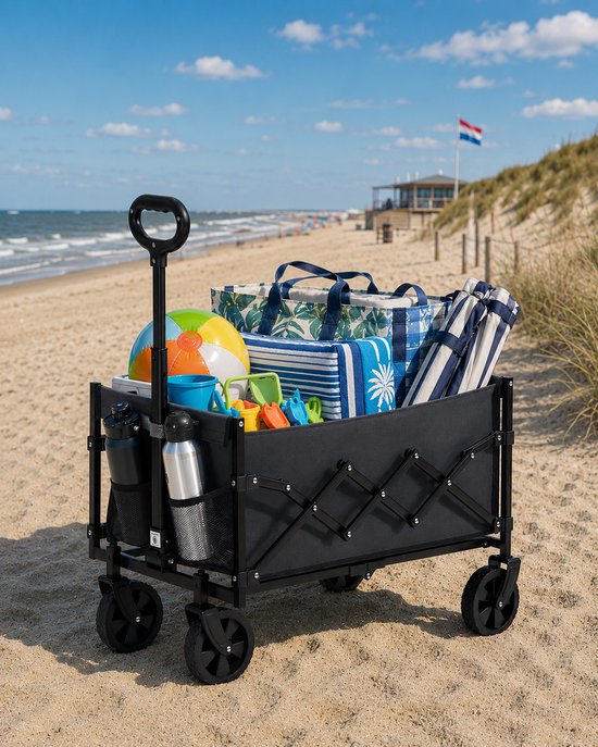 SmartLiving.Store - Bolderkar - Opvouwbaar - Trolley - Draaibare Wielen - Laadvermogen 180kg - Inhoud 90L - 42 x 67 x 90,5 cmZwart — afbeelding 4