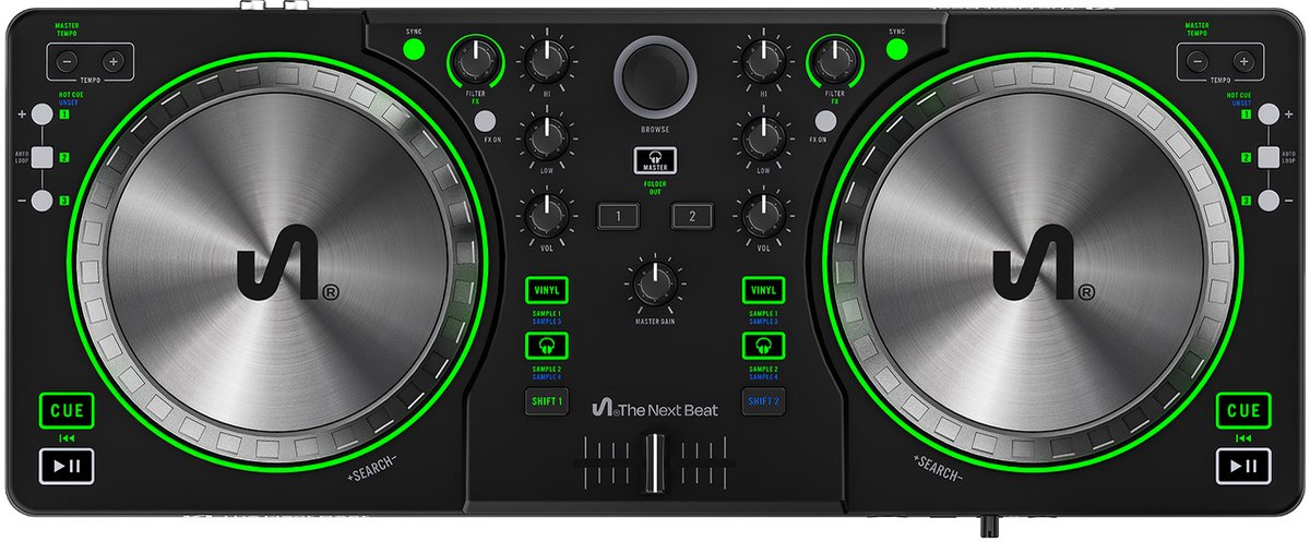 Tiësto The Next Beat SX1 - DJ Controller Set voor Beginners tot Gevorderden - DJ Software App - DJ Gear - 1 Stuk - Zwart