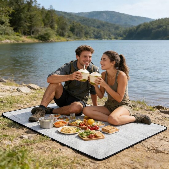 Schuimstofmat - Kampeermat - Buitenactiviteiten - Waterdicht en warm - 180x180 cm - Grijs — afbeelding 3