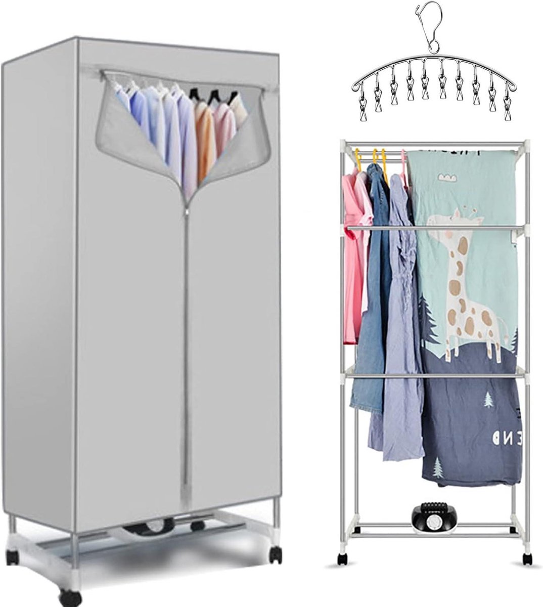 Elektrische Kledingdroger Warmte Droogkast Snel Kleding Drogen 3 Lagen Capaciteit 165 cm Hoog C