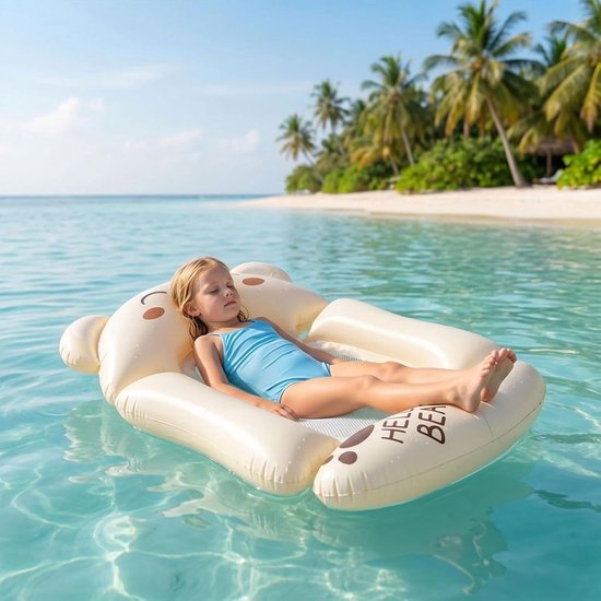 Opblaasbare Zwembad Vlotter - Drijvend figuur - Ontspannen in water - UV-bestendig materiaal - 120x125x20 cm - Kaki beer — afbeelding 3
