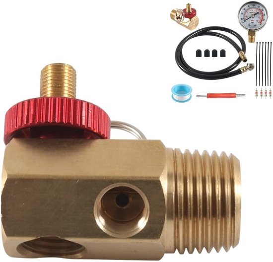 Lucht Tank Reparatie Kit - Compressor Onderhoud - Lekken Dichten - Met Nauwkeurige Meter - 19 Delig - Messing van lucht — afbeelding 4