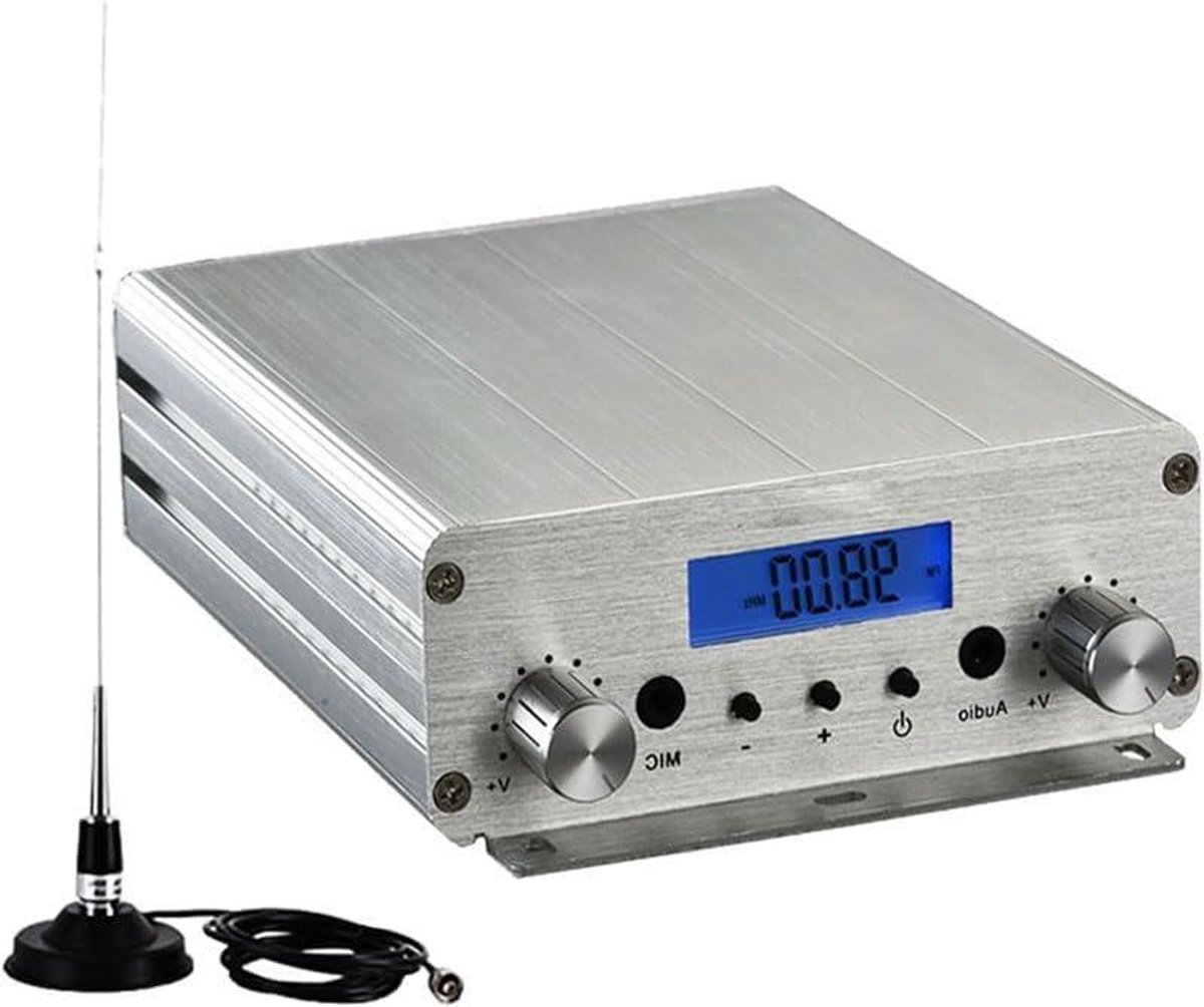 FM Zender - Radio Station - Lange Afstand Uitzending - Stereo Mini - 15W Vermogen - Zwart