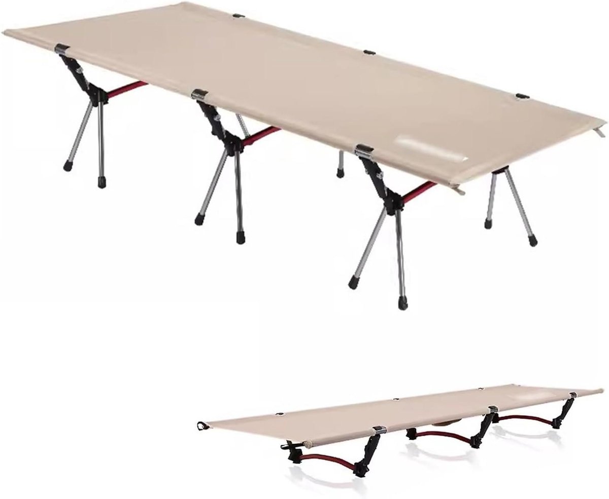 Kampeerbed Volwassenen - Opvouwbaar Ledikant - Buiten Rusten - Duurzame X-structuur - 300 Lbs Draagvermogen - Beige