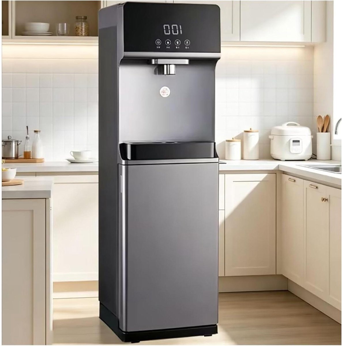 Waterkoeler Vloermodel - Waterdispenser Fontein - Direct Warm Water - Snelle Verwarming 3 Sec - 1020 mm Hoog - Grijs