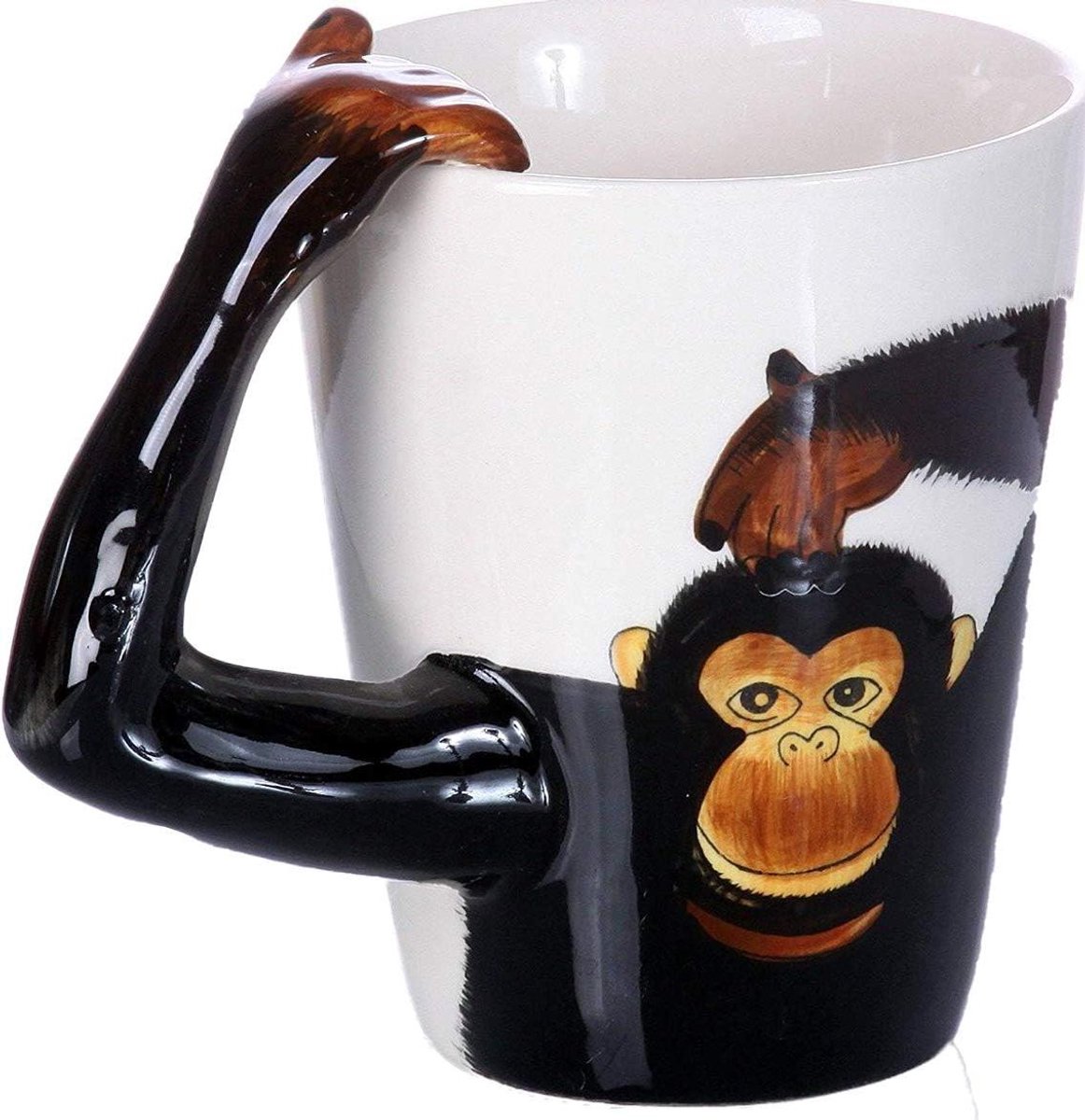 Monkey Mok - Koffiemok Chimpansee - Koffie Drinken - Handgemaakt 3D Motief - 355 ml - Transparant
