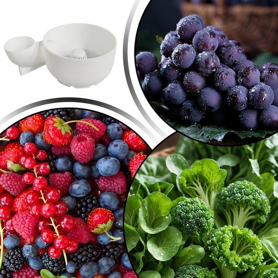 Fruitspinner - Bessenwaskom Salade Zeef - Fruit Reinigen - Snelle Centrifugale Rotatie - 20x13.5x7.5cm - Wit — afbeelding 2