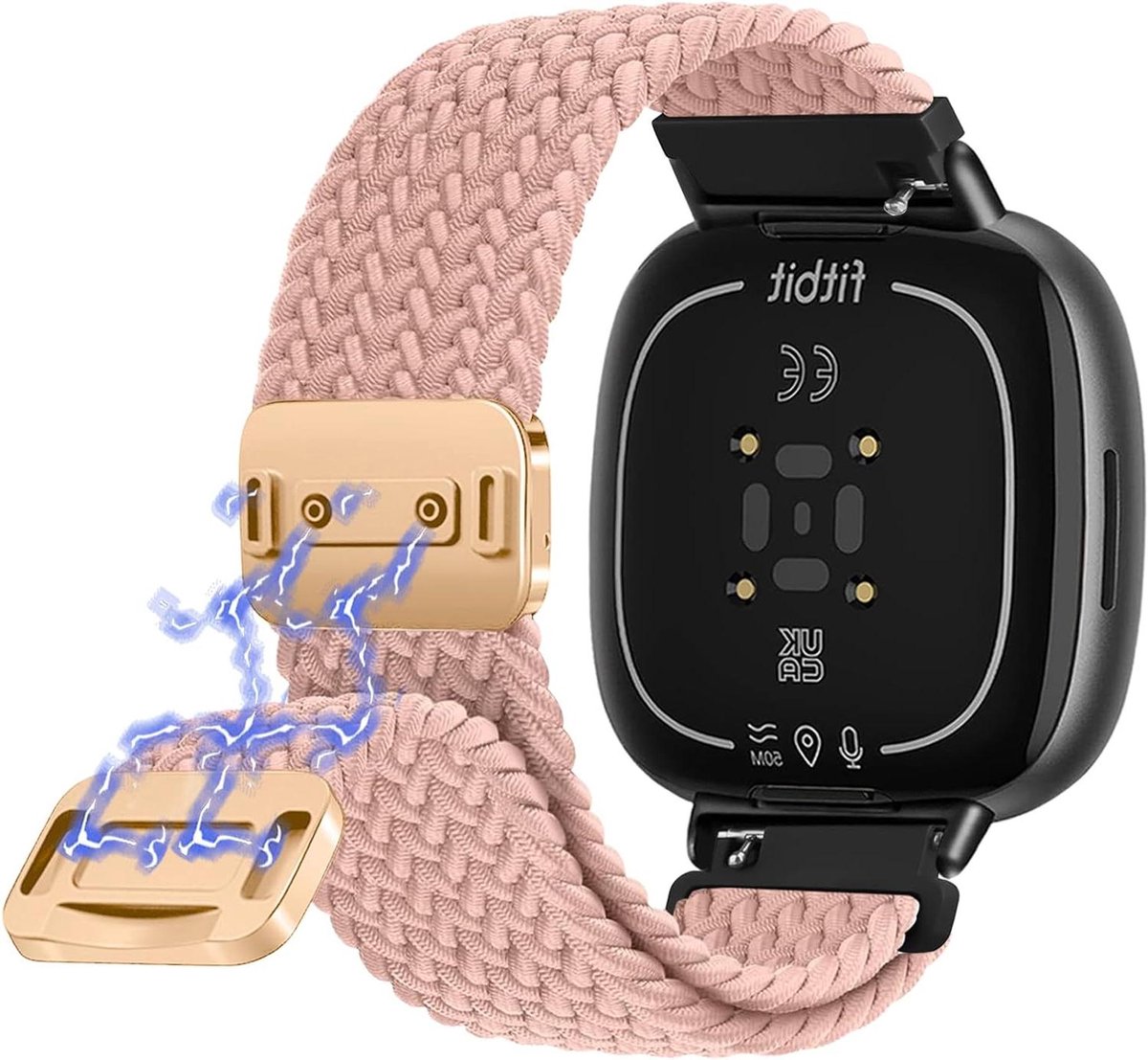 Magnetische Horlogeband - Nylon Band Elastische Band - Smartwatch Gebruik - Magnetische Gesp - One Size - Roze