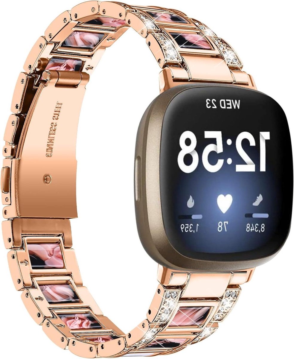 Horlogeband Hars en Metaal - Armband Smartwatch - Dagelijks Gebruik - Verstelbaar met Gesp - 140-205mm Pols - Zwart