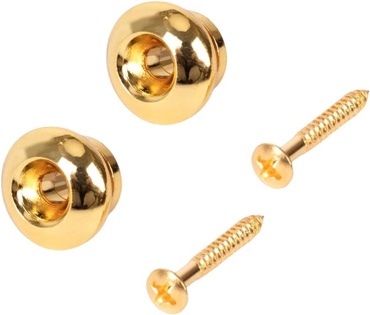 Gitaar Band Knoppen - Straplocks Set - Muziek Optreden - Roestbestendig Metaal - 2 Stuks - Goud