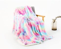 oneforus Tie-Dye Regenboog Teddy Fleece Omkeerbare Dubbele Deken voor Bed en Bank Ultra Zachte Dikke Pluizige Knuffeldeken Gooi (160 x 200cm)
