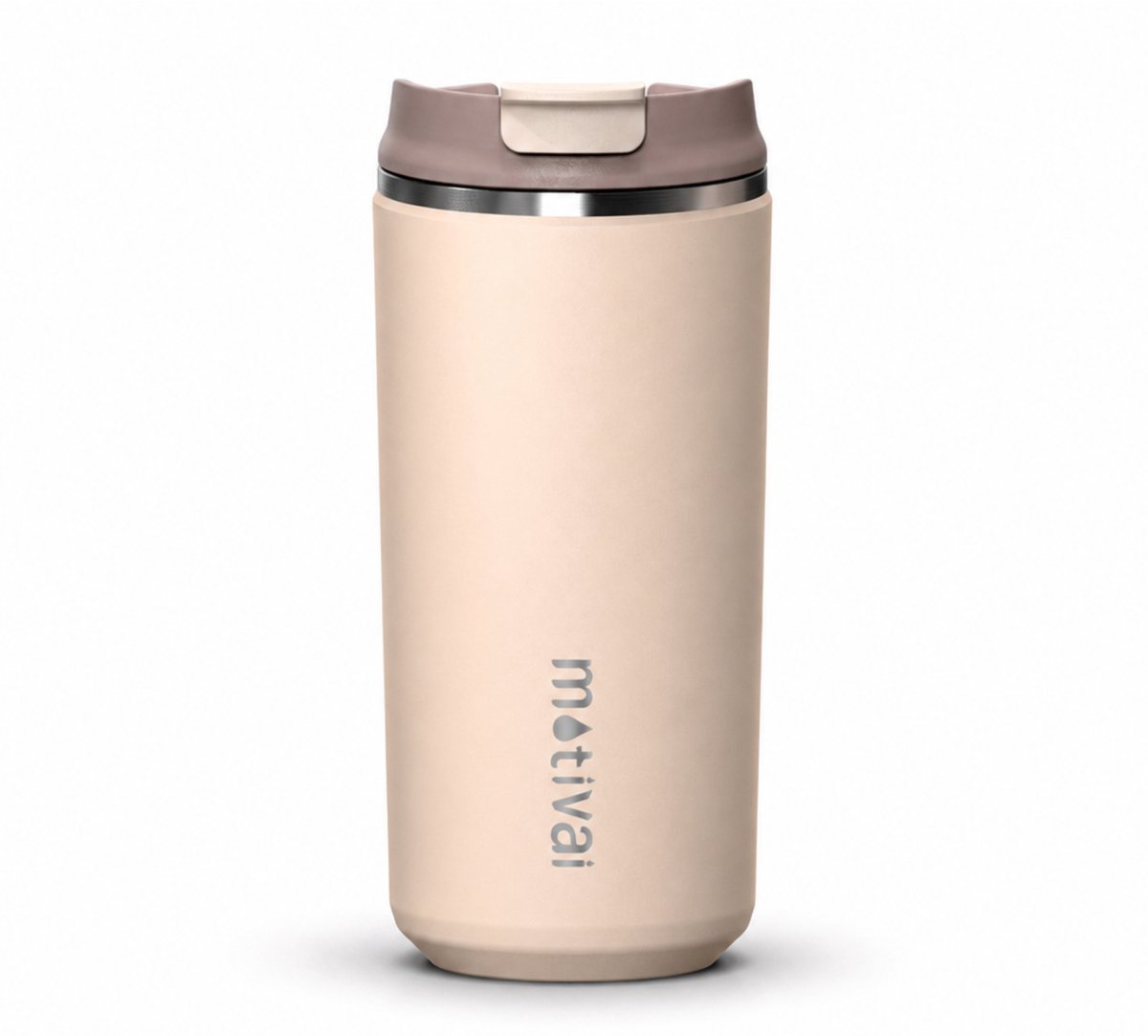 Motivai Thermosbeker To Go – 355ML RVS Thermosmok – Lekvrij – Dubbelwandig Geïsoleerd – BPA-vrij & Duurzaam – Koffiebeker voor Onderweg – Beige