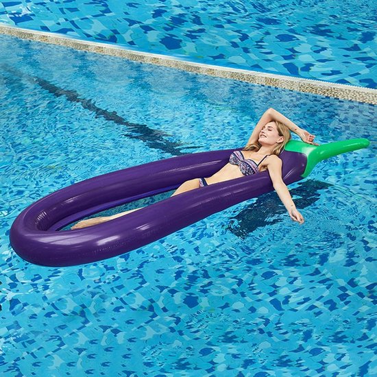 Opblaasbaar Vlot - Luchtbed Zwembad - Ontspannen in Water - Aubergine Vorm - 250 x 110 cm - Paars — afbeelding 2