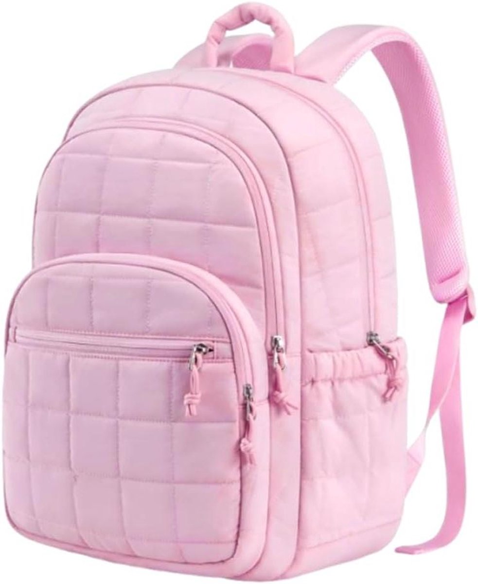 Laptop Rugzak - Schooltas Dames - Dagelijks Gebruik - Stijlvol Gewatteerd - 15.6 Inch - Zwart