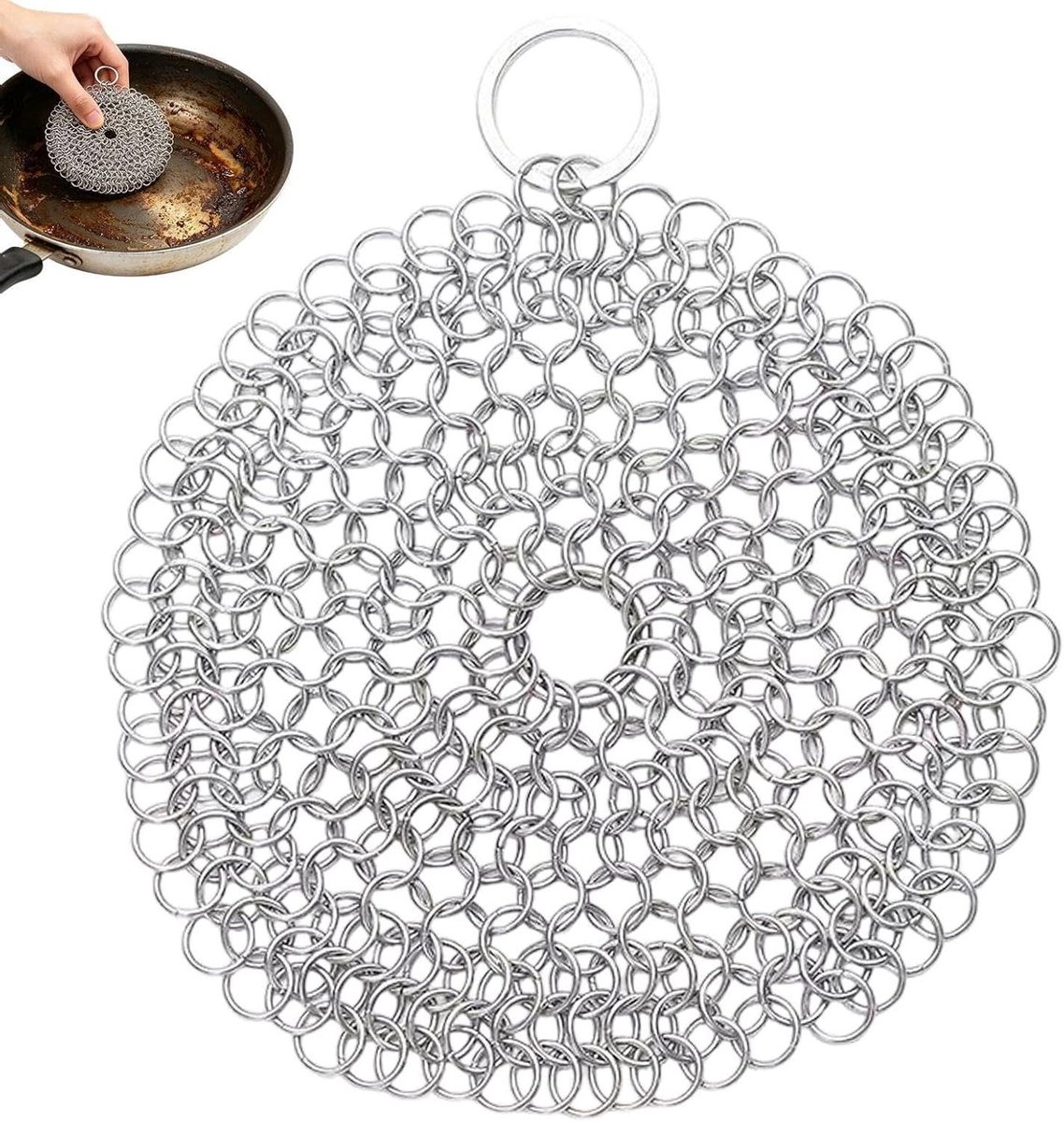 Vloerwisser Gietijzer - Roestvrij Staal Reiniger - Keuken Schoonmaken - Zwaar Gebruik Ontwerp - 10x10 cm - Zilver