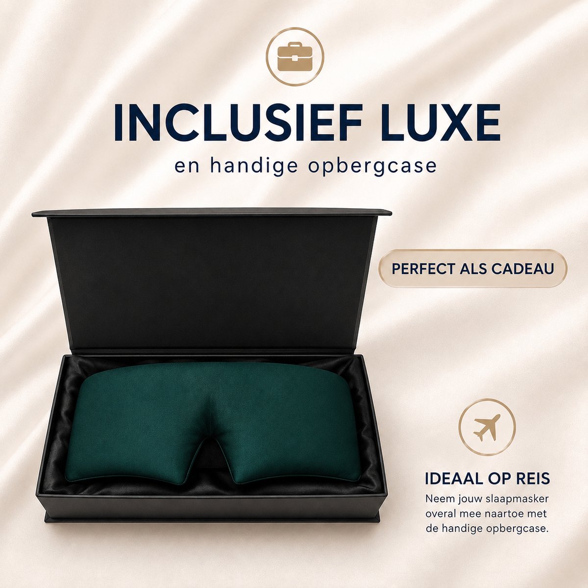 MySleepFit - Premium 3D Zijden Slaapmasker - 3D Silk Sleep Mask met giftbox - 100% Verduisterend Oogmasker - Groen - 22 momme 6A Grade Moerbei Zijde - Mulberry Silk — afbeelding 5
