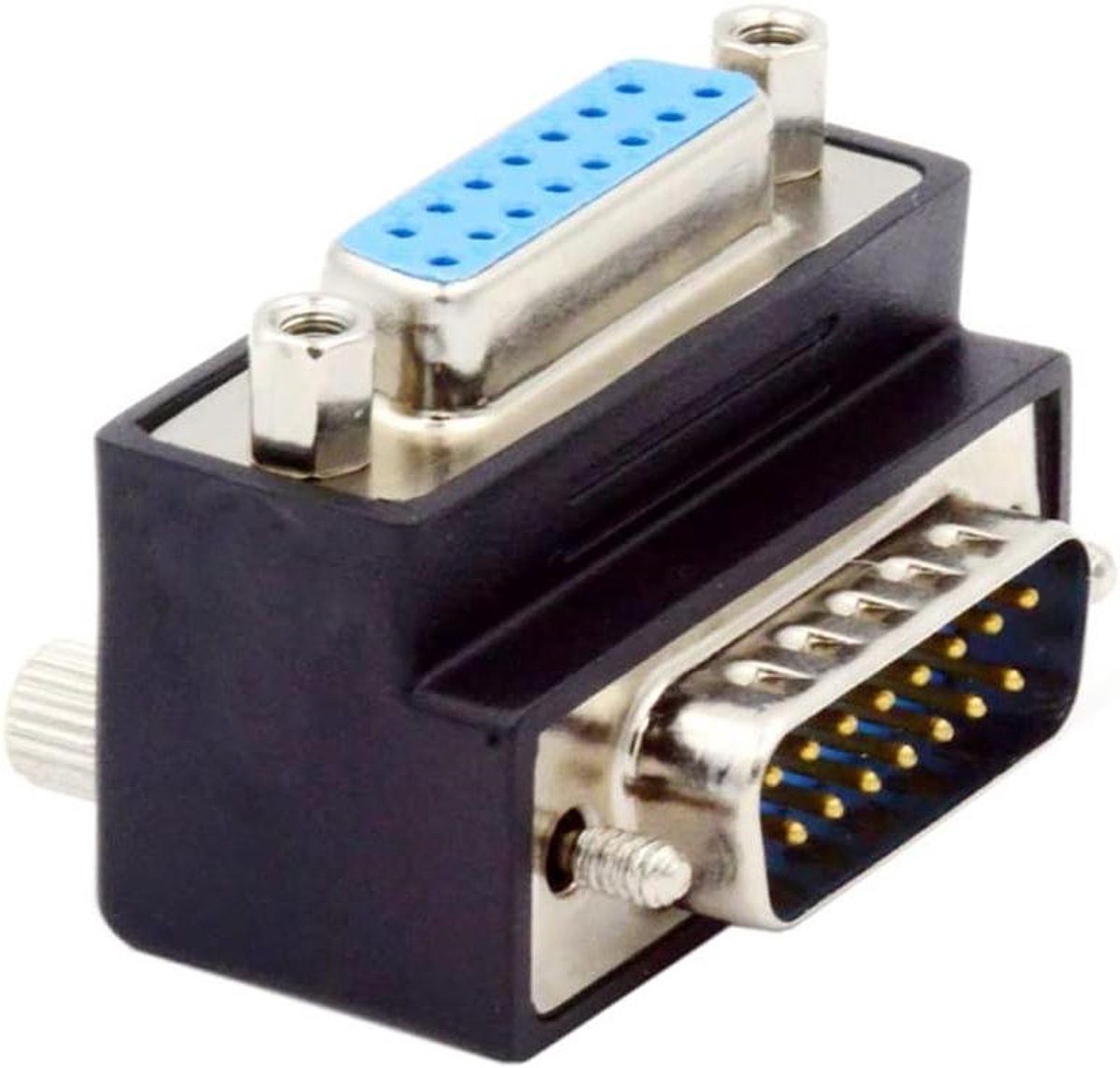 Hoekige D-sub Adapter - Verlengstuk Connectoren - Apparaten Koppelen - 90 Graden Hoek - 15 Pin - Zwart