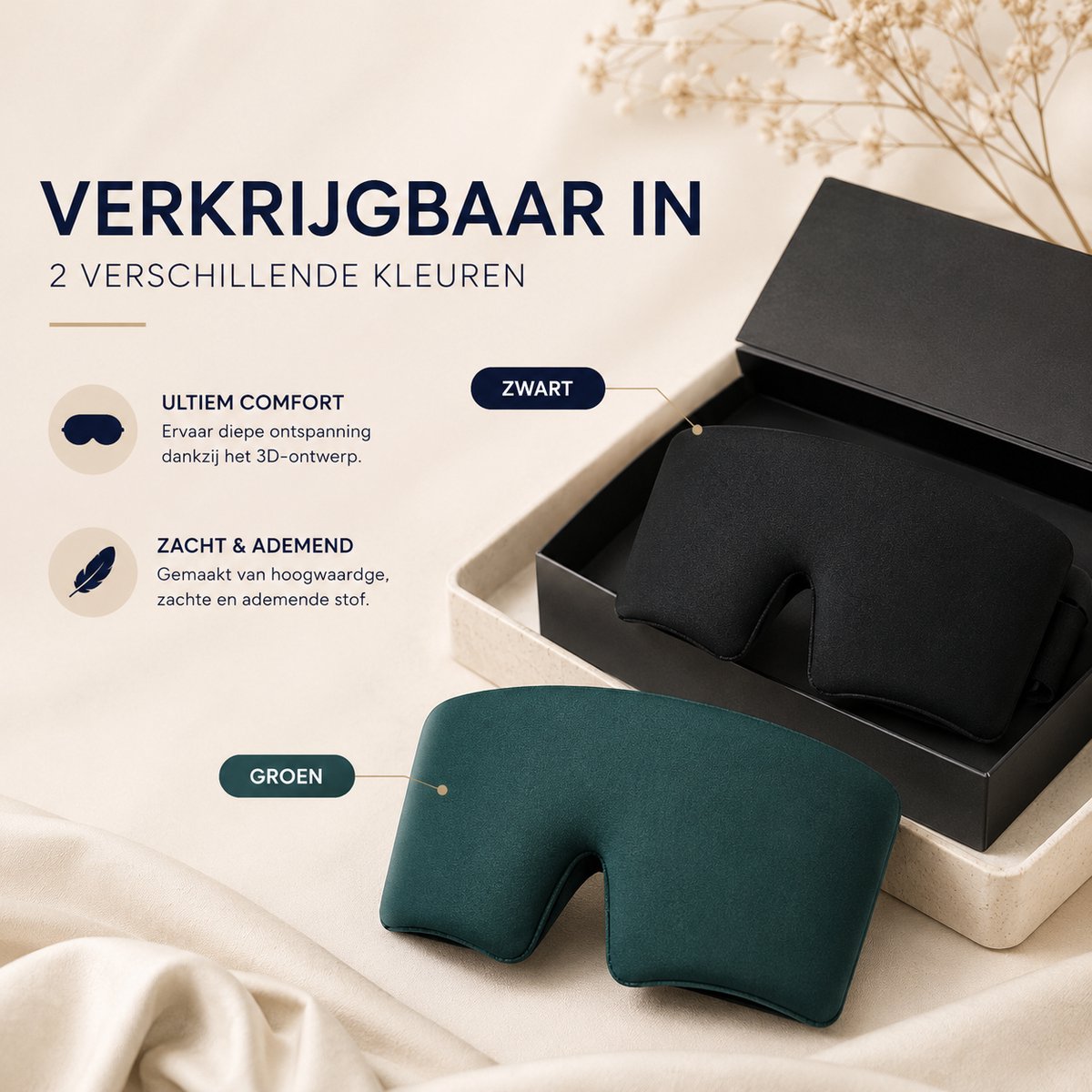 MySleepFit - Premium 3D Zijden Slaapmasker - 3D Silk Sleep Mask met giftbox - 100% Verduisterend Oogmasker - Groen - 22 momme 6A Grade Moerbei Zijde - Mulberry Silk — afbeelding 7