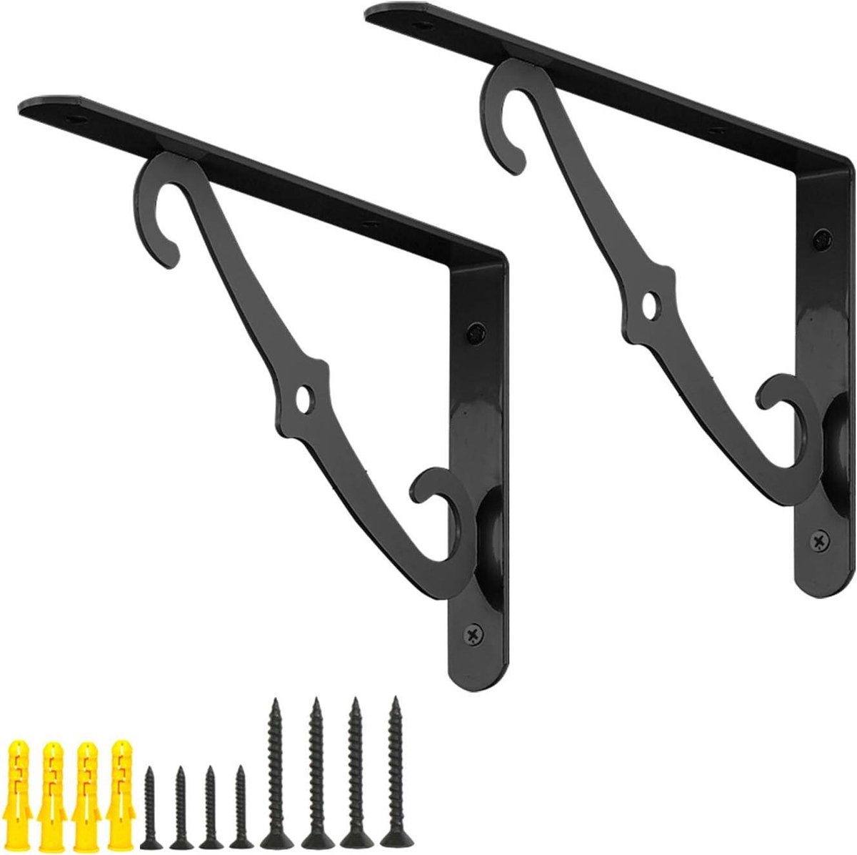 Plankhouders - Planksteunen Wandsteunen - Opbergen en Decoreren - IJzeren Constructie - 130x200 mm - Zwart