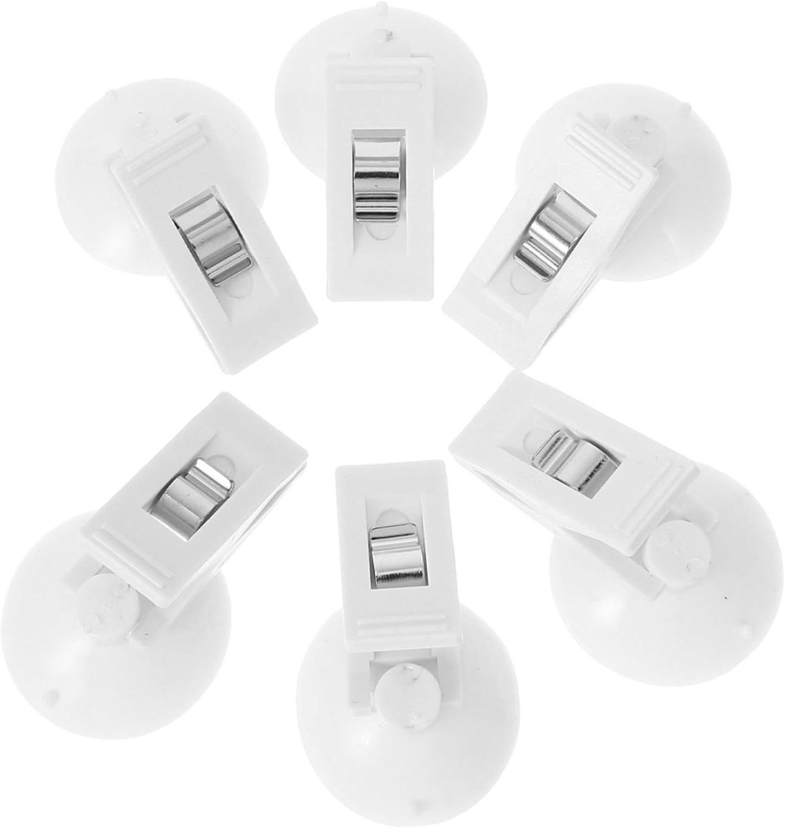 Zuignap Clips - Klemmen Houder - Organisatie Thuis - Sterke Zuigkracht - 6 stuks - Wit