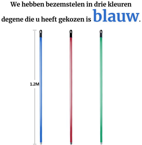 Clean Bezem met Steel - 132x28 cm - Binnenbezem - Voor Parket & Laminaat - Kamerveger - Zaalveger - Zachte Bezem - Straatbezem - Binnen Bezem - Groen/Geel - Ergonomische Huishoudbezem - Krasvrije Veger voor Gladde Vloeren - Fijnhaar Zachte Borstel van Merkloos	 — afbeelding 3