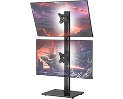 Verstelbare Dubbele Monitorstandaard voor Bureau, Vrijstaande Monitorarm voor 13-32 Inch Schermen, VESA 75x75/100x100mm, Tot 15kg, 360° Rotatie en Hoogte-instelling