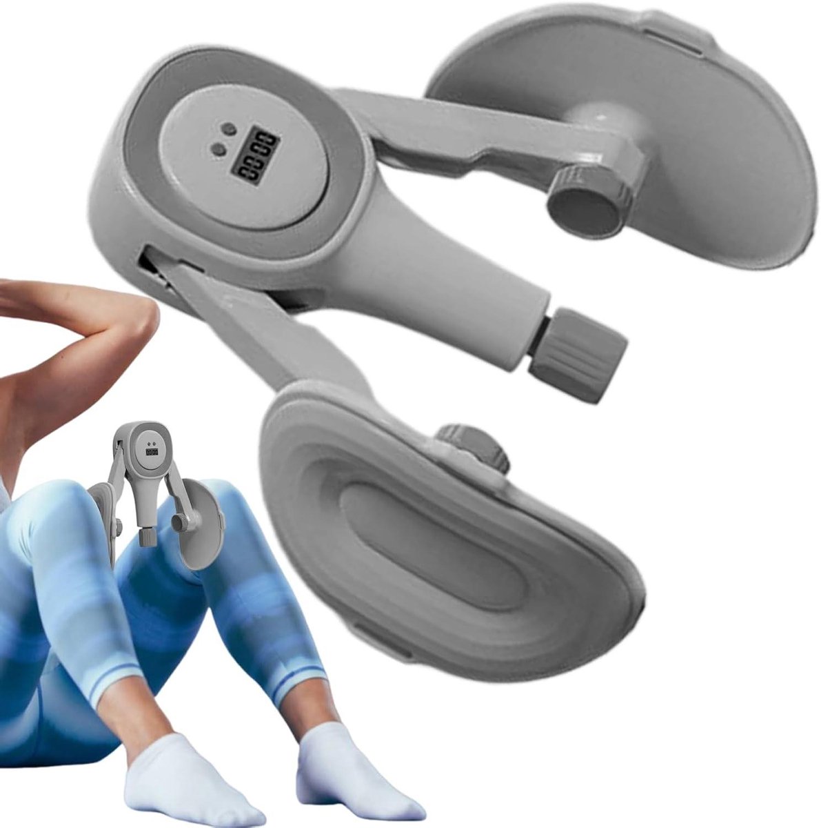 Dijbeentrainer Bekkenbodem - Adductorentrainer Fitnessapparaat - Spierversterking Thuis - Intelligent Display - 25 x 16 x 12 cm - Grijs
