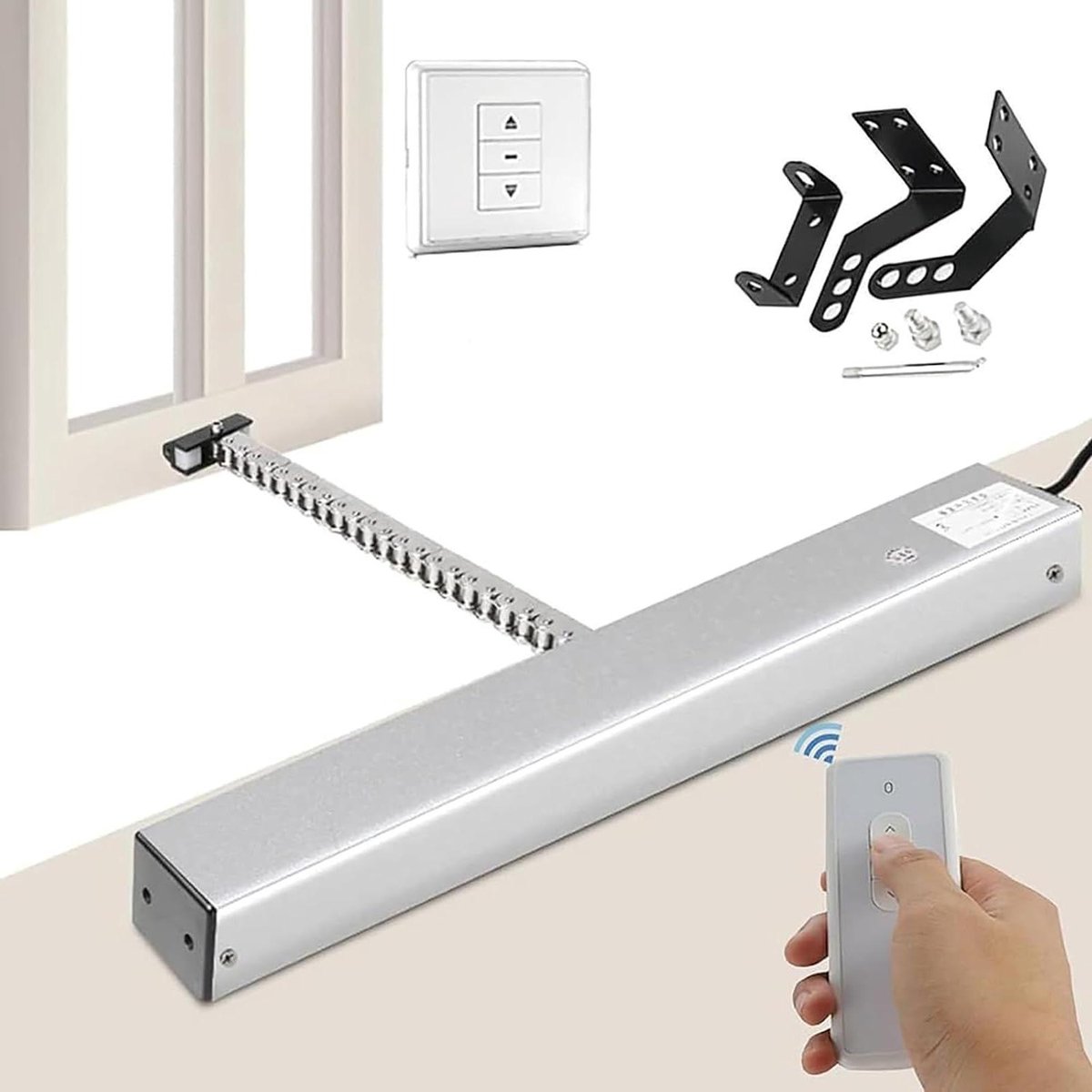 Raamopener Actuator - Elektrische Raamopener - Automatisch Ramen Openen - Stil Dubbellaags Kettingontwerp - 400N Sluitkracht - Wit