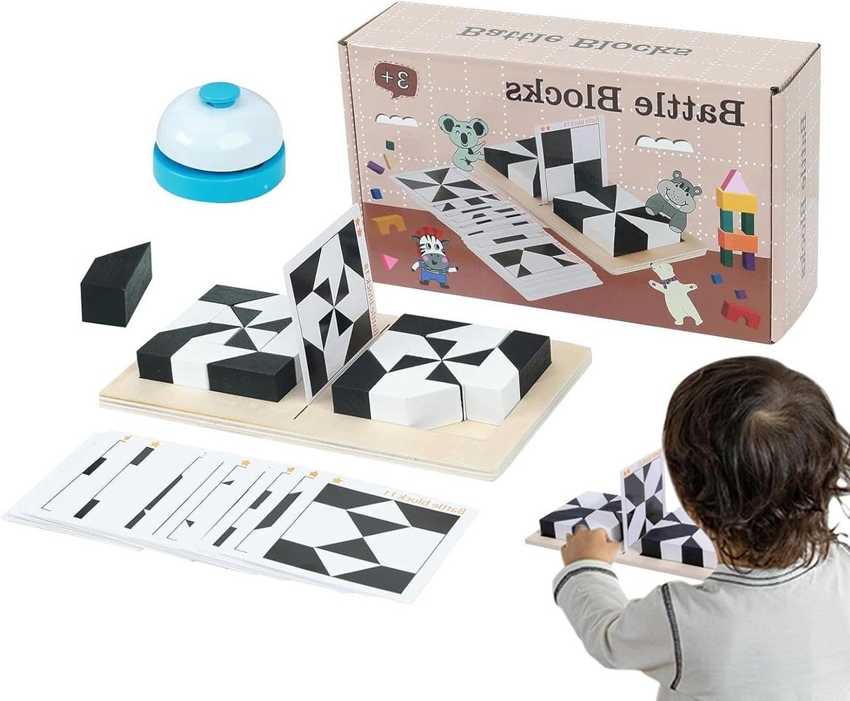 Houten Puzzelblokken - Denksport Spel - Logisch Denken Trainen - Veelzijdige Creatieve Ontwerpen - 24.7 x 14.2 x 0.1 cm