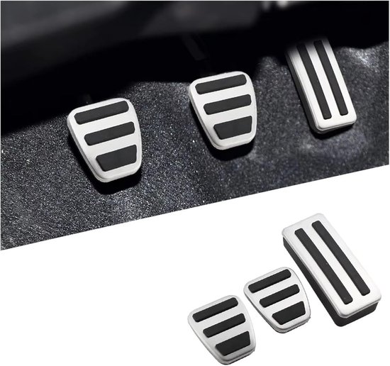 Auto Pedaal Set - Gaspedaal Bekleding - Veiliger Rijden - Antislip Oppervlak - 2 of 3 stuks - Zilver Zwart — afbeelding 3