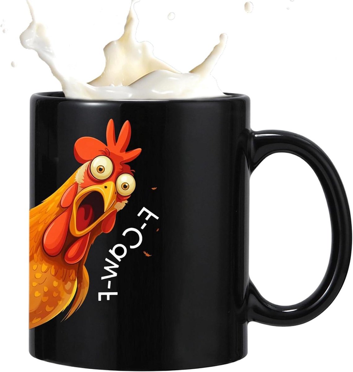 Theemok Kip - Koffiemok Drinkbeker - Thuis en Kantoor - Grappig Kippenpatroon - 350ml - Wit