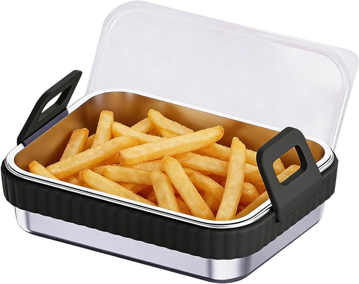 Airfryer Mand Bakplaat Roosterpan Gezond Koken Universele Pasvorm 20 cm Zwart