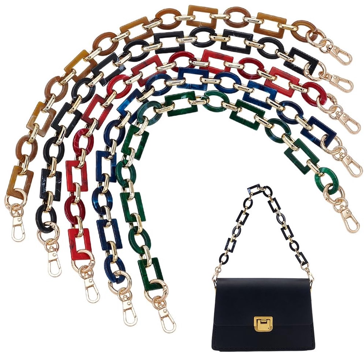 Dailygoody - Acryl kettingriem - Multicolor - 16,5 inch - Voor tas en portemonnee - Crossbody en schoudertas - Mode accessoire