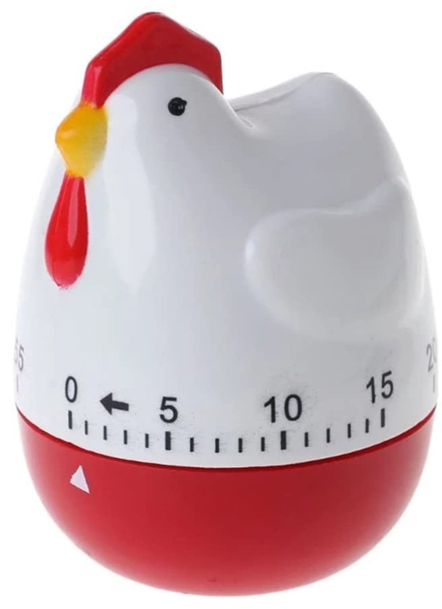 Dailygoody - Keukentimer - Cartoon kip vorm - Mechanisch design - 60 minuten - Eierwekker koken - Handig voor thuis - Keukenaccessoire