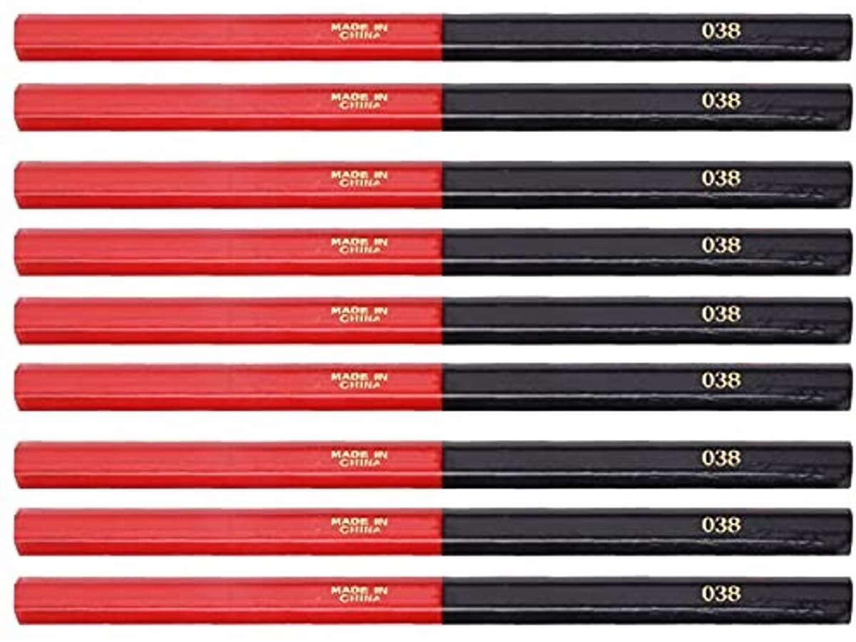 Dailygoody - Dual Head Potlood - Timmermanspotlood voor Houtbewerking - Rood Blauw - Ergonomisch - Markeren en Tekenen - Geschikt voor Volwassenen - 1.