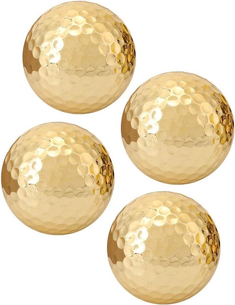 Gouden Golfballen, Dubbele Laag, 4 Stuks, Ideaal voor Swing Oefeningen en Lange Afstanden Training, Perfect voor Golf Enthousiastelingen