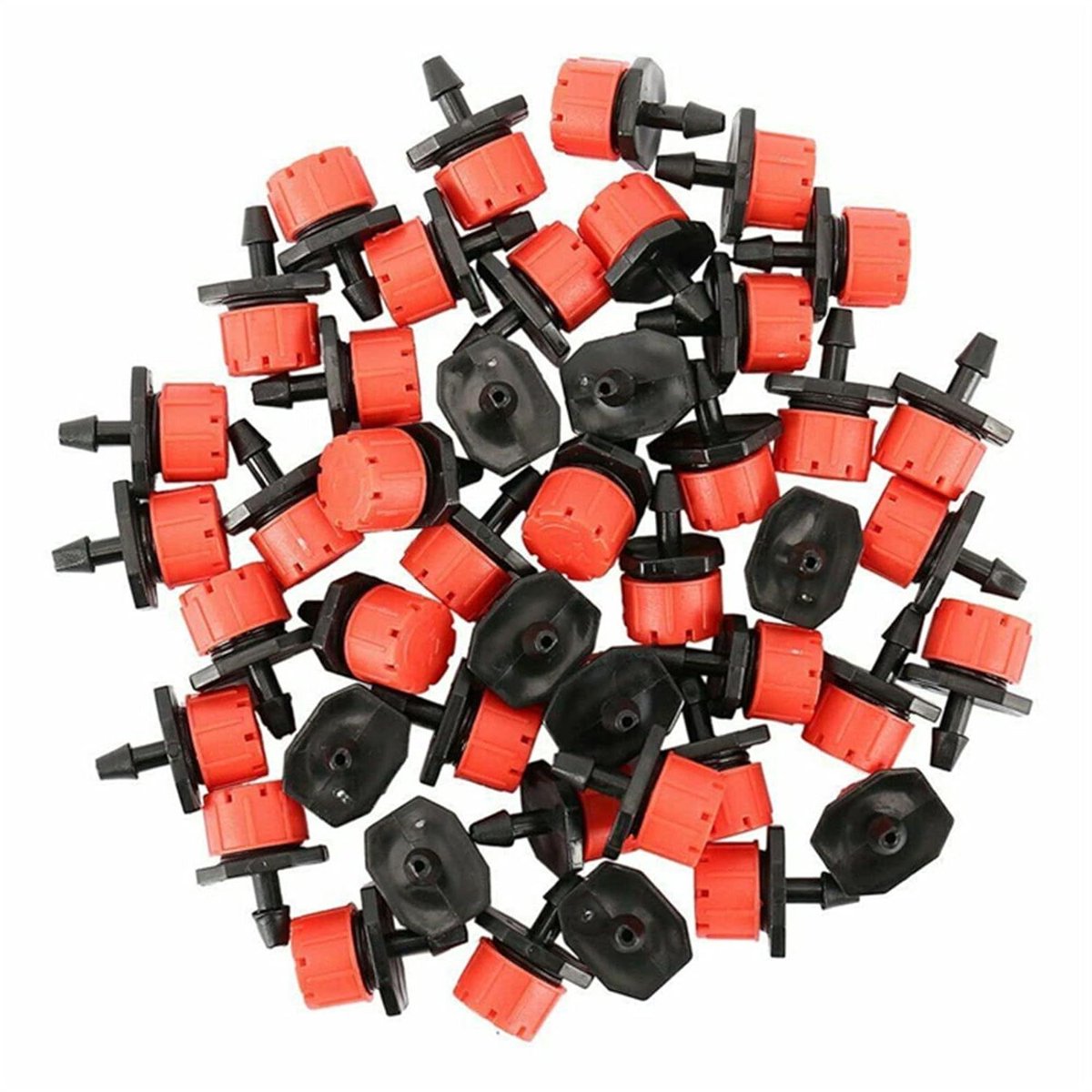 Druppelsysteem - Waterdruppelaars - Planten Water Geven - Automatische Reiniging - 100 Stuks - Rood Zwart