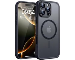 voor iPhone 16 Pro Case Compatibel met MagSafe, Volledige Camerabescherming, Schokbestendig Anti-vingerafdruk Anti-slip Hoesje Dunne Translucente Matte Backcover 6,3-Inch, Zwart