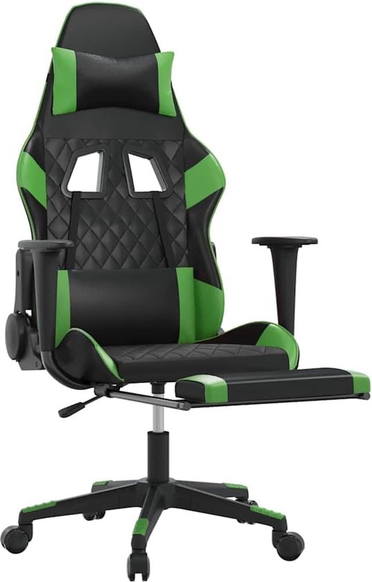 Gamestoel met Massage - Race Stoel - Comfortabel Zitten - Verstelbare Rugleuning - 110 kg - Zwart Groen — afbeelding 4