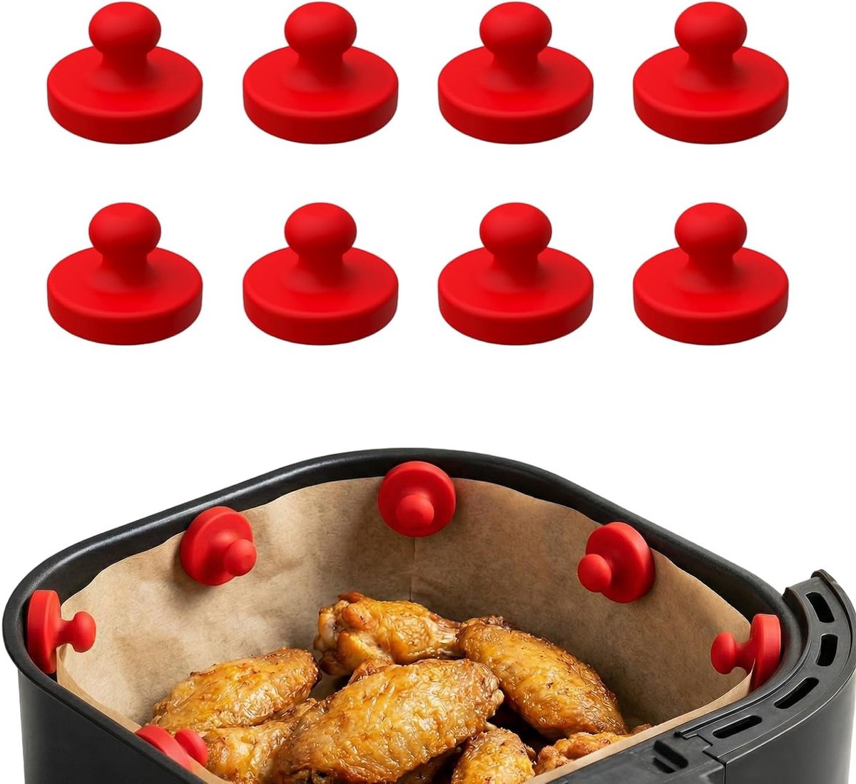 Magneten voor Airfryer, 8 stuks, hittebestendig en waterdicht, voorkomt verschuiven, ideaal voor bakpapier en koken