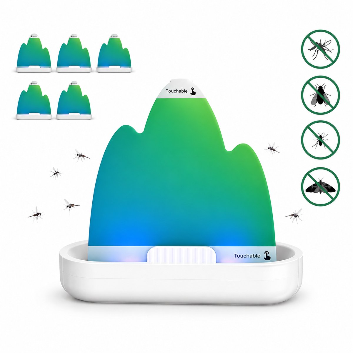 ZnaP® Elektrische Muggenvanger – UV Muggenlamp – Insectenlamp met Plakstrip – USB Oplaadbaar – Voor Binnen – Inclusief 5 Plakstrips – Stil & Gifvrij