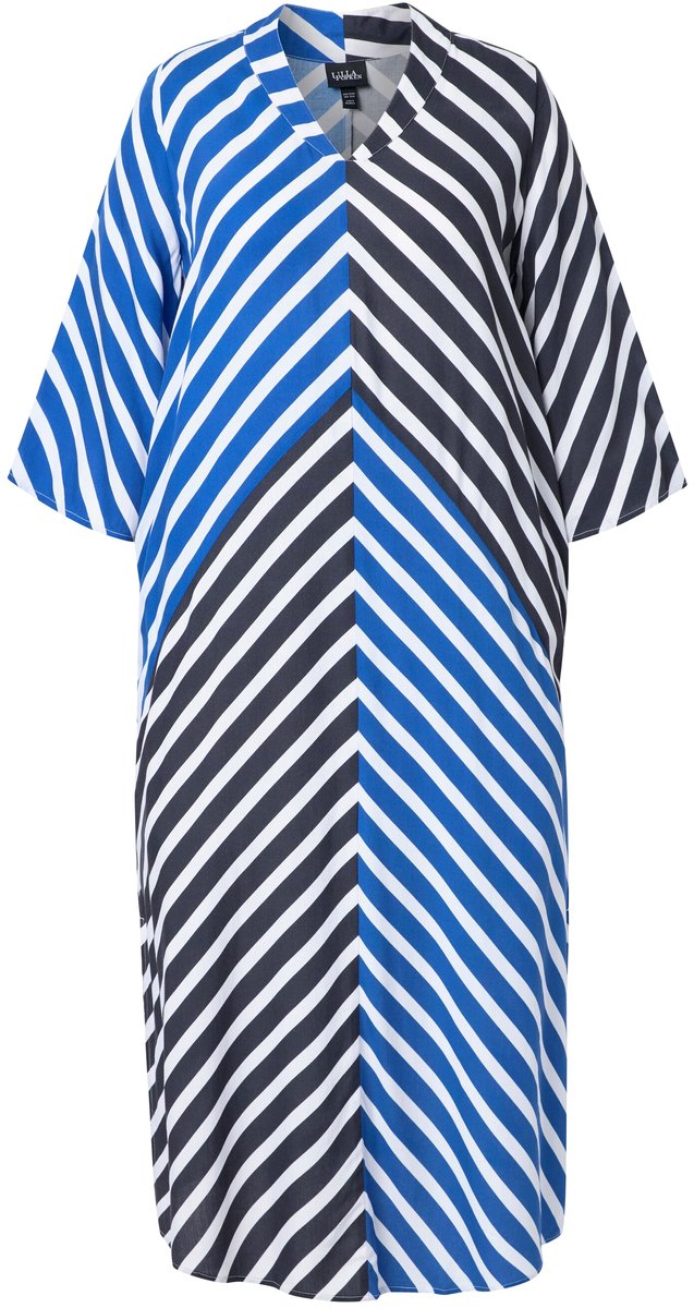 Ulla Popken - Dames - Maxi jurken - Azuurblauw - Maat 42+