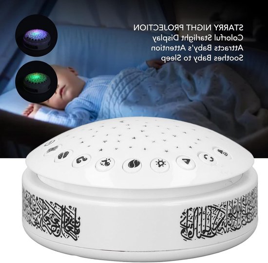 Geluidsmachine Kinderen - Baby Slaaphulp - Rustige Slaap - Sterrenlicht Projector - 10.5 cm - Wit — afbeelding 4