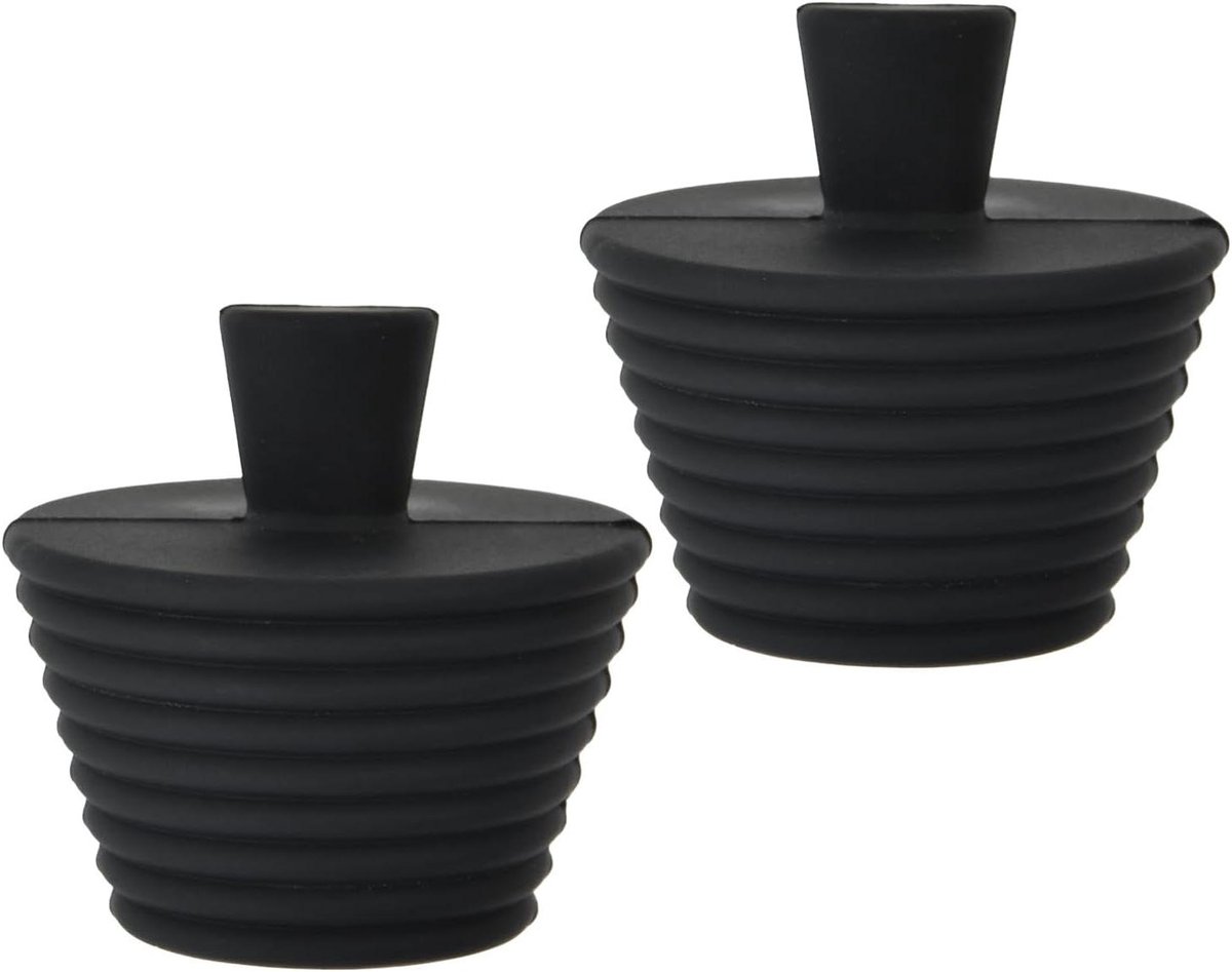 Universele afvoerstop - Set van 2 - Water tegenhouden - Spiraalontwerp - 2 stuks - Zwart