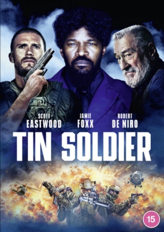 Poster van de film "Tin Soldier" met Scott Eastwood, Jamie Foxx en Robert De Niro. Special forces op de achtergrond.