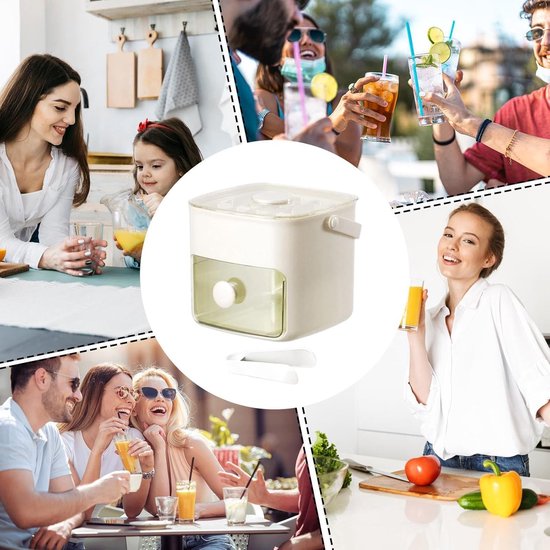 IJsblokjesmaker met deksel - Dubbeldeks container - Dranken Koelen - 48 Kubus Capaciteit - 17.7L x 17.1B cm - Wit — afbeelding 2