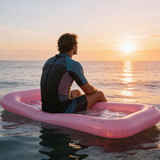 Opblaasbare ligstoel - Zwemlounge drijver - Ontspannen op water - Ademend mesh ontwerp - 90 x 120 cm - Roze — afbeelding 4