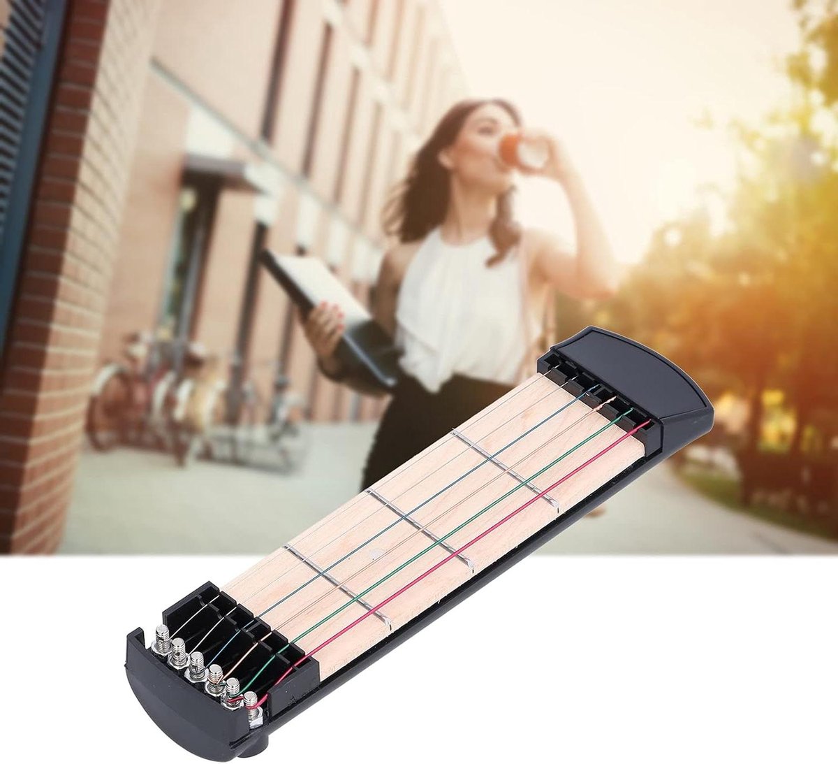 Pocket Gitaar - Oefen Tool - Akkoord Oefenen - Klein Geluid - Vier Frets - Blauw