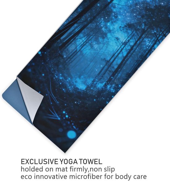 Yogamat Handdoek - Antislip doek - Workout Stabiliteit - Zweetabsorberend Suede - 185 x 69 cm - Blauwe Bossen van Yogamat — afbeelding 4